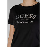 Guess Black Cotton Tops & Women's T-Shirt