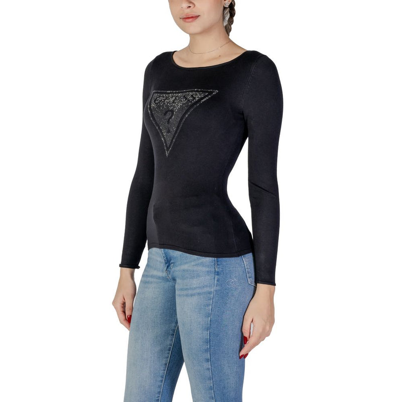 Guess Black Viscose Tops & Women's T-Shirt