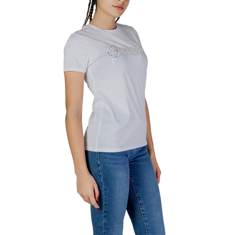 Guess White Cotton Tops & Women's T-Shirt