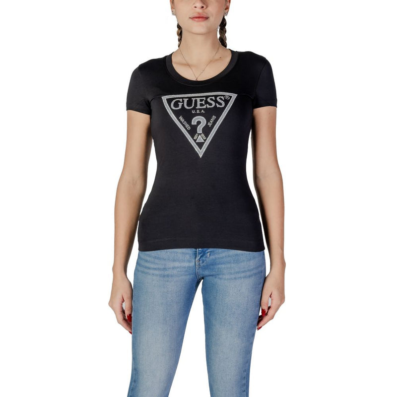 Guess Black Cotton Tops & Women's T-Shirt