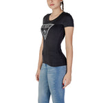 Guess Black Cotton Tops & Women's T-Shirt