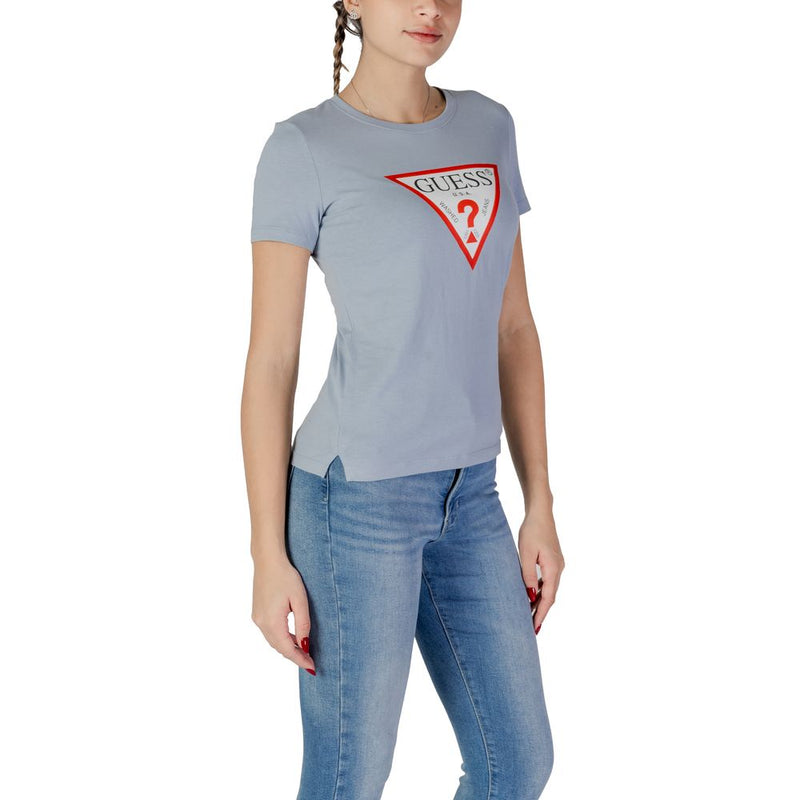 Guess Blue Cotton Tops & Women's T-Shirt