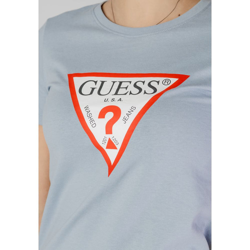 Guess Blue Cotton Tops & Women's T-Shirt