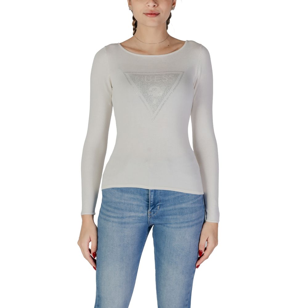 Guess White Viscose Tops & Women's T-Shirt