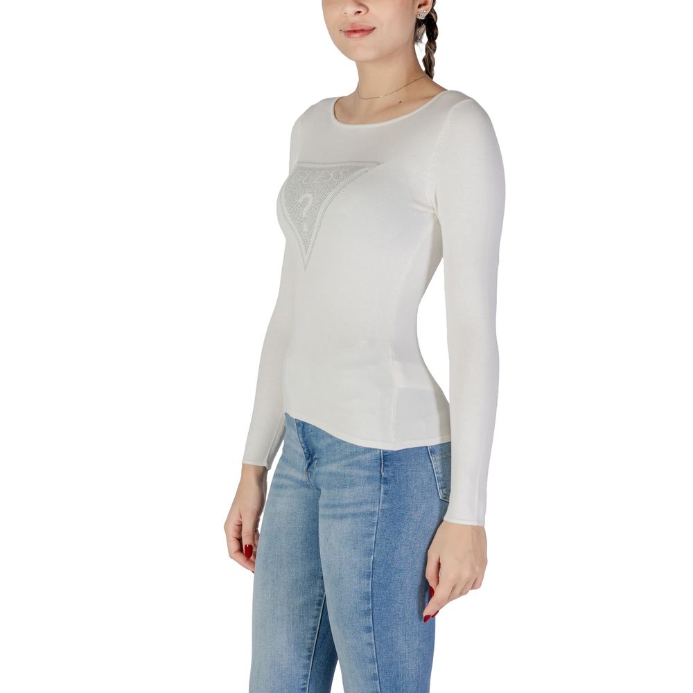 Guess White Viscose Tops & Women's T-Shirt