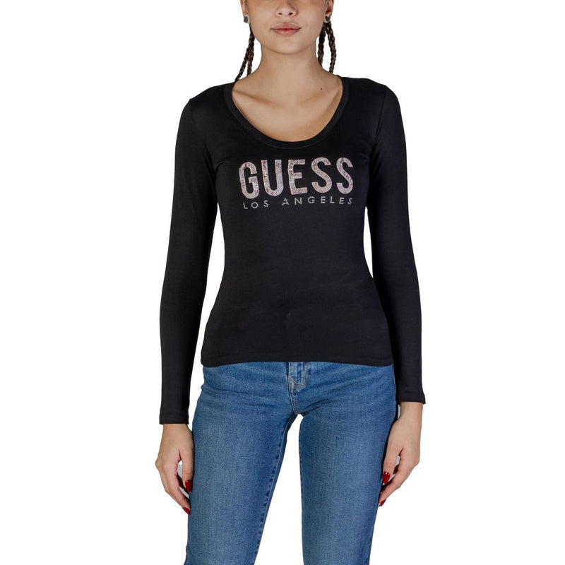 Guess Black Cotton Tops & Women's T-Shirt