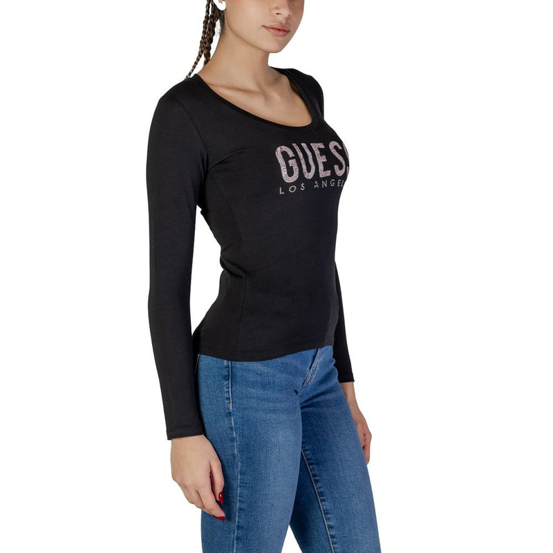 Guess Black Cotton Tops & Women's T-Shirt