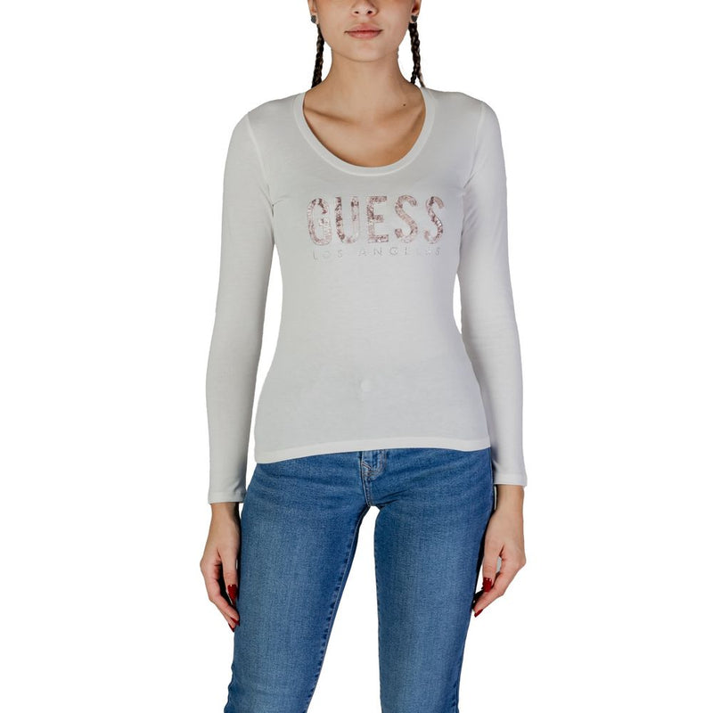 Guess White Cotton Tops & Women's T-Shirt