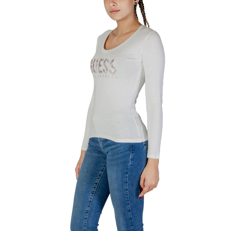 Guess White Cotton Tops & Women's T-Shirt