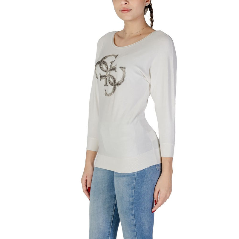 Guess White Viscose Tops & Women's T-Shirt