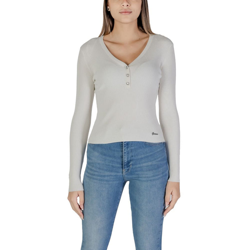 Guess Cream Viscose Tops & Women's T-Shirt