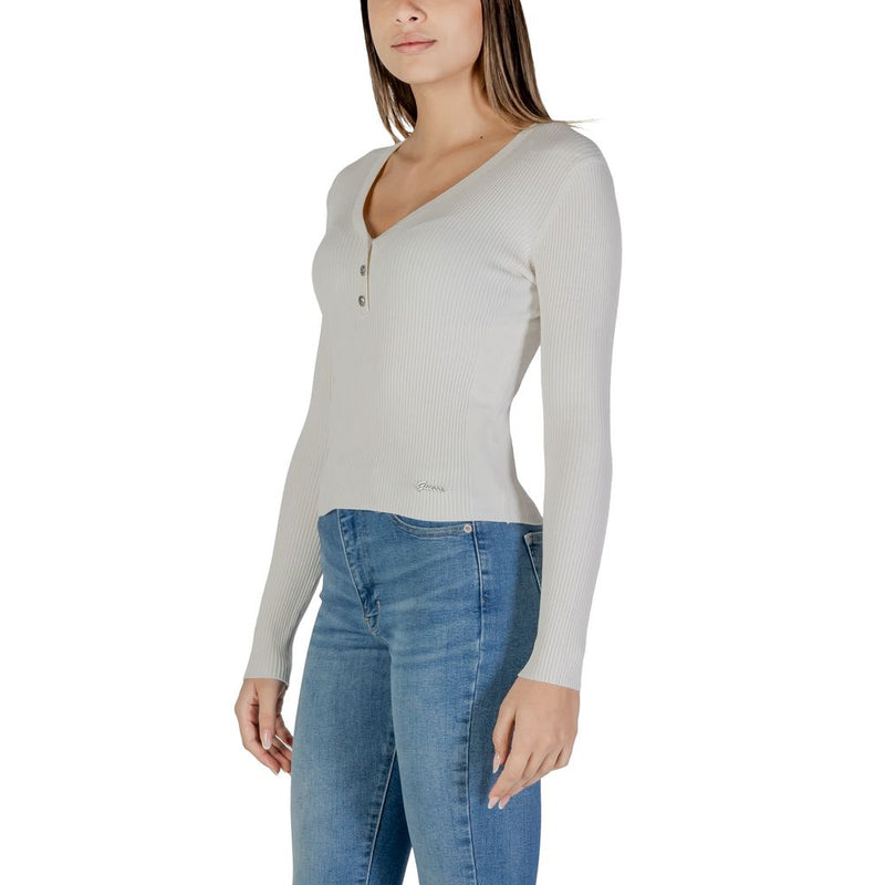 Guess Cream Viscose Tops & Women's T-Shirt