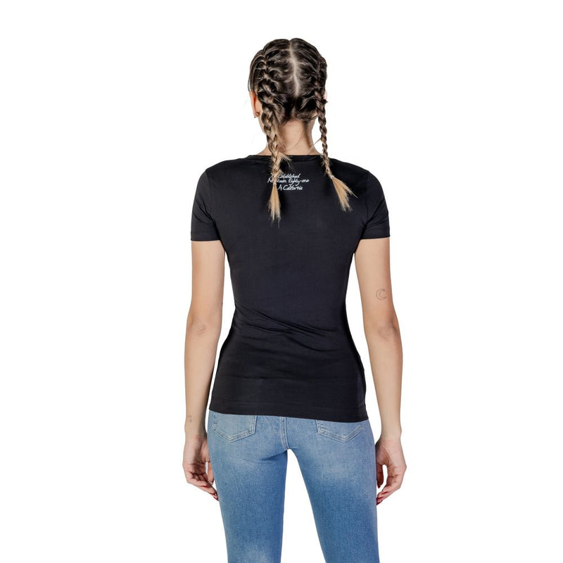 Guess Black Cotton Tops & Women's T-Shirt