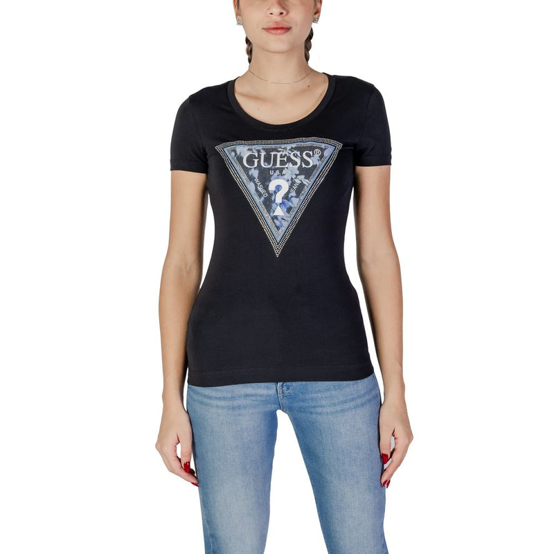 Guess Black Cotton Tops & Women's T-Shirt