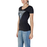 Guess Black Cotton Tops & Women's T-Shirt