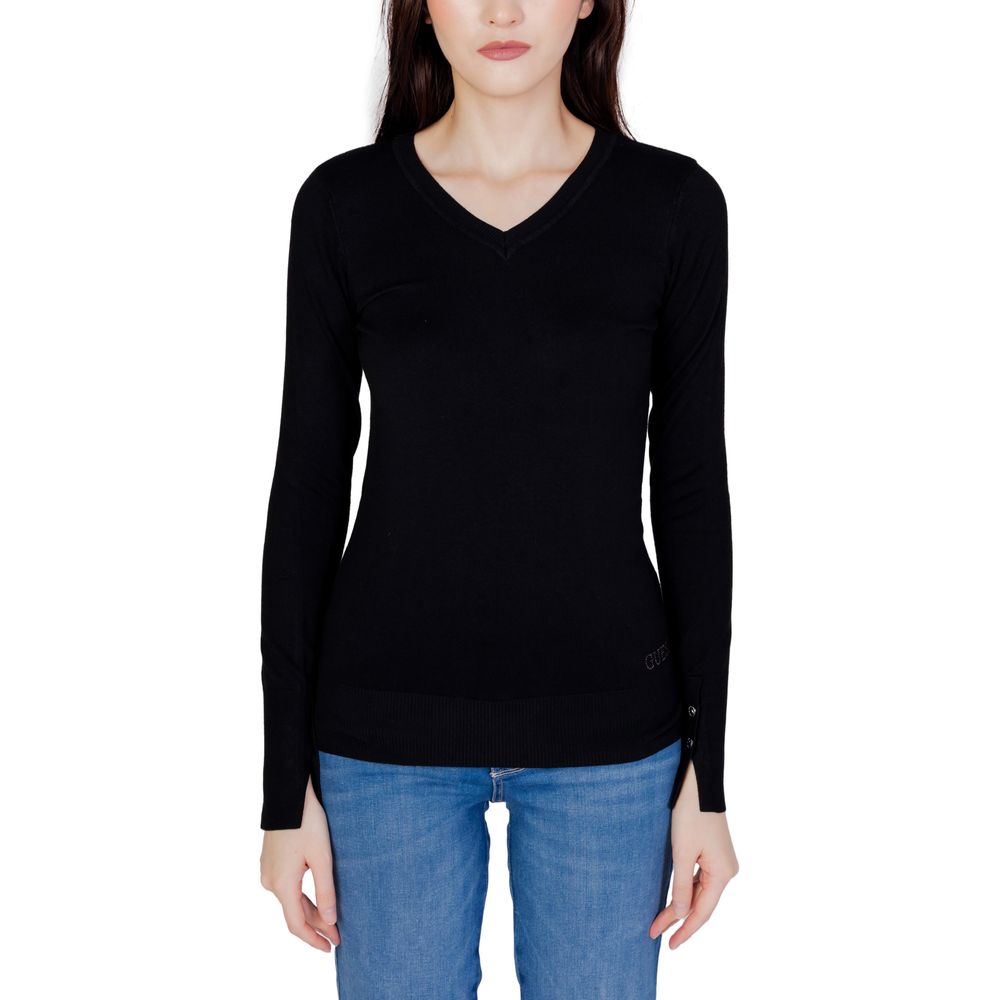 Guess Black Cotton Tops & Women's T-Shirt