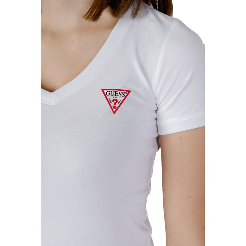 Guess White Cotton Tops & Women's T-Shirt