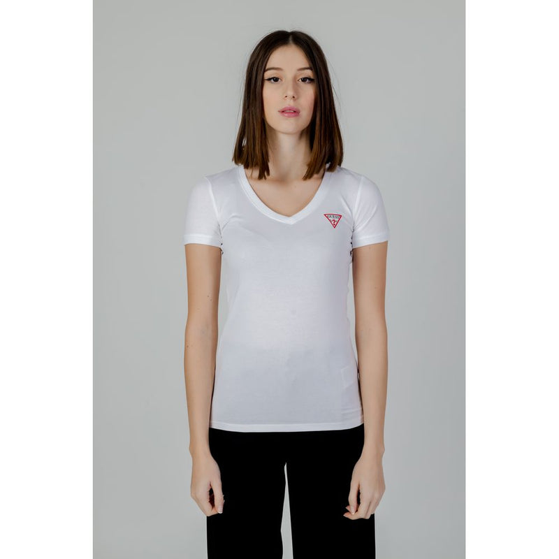 Guess White Cotton Tops & Women's T-Shirt