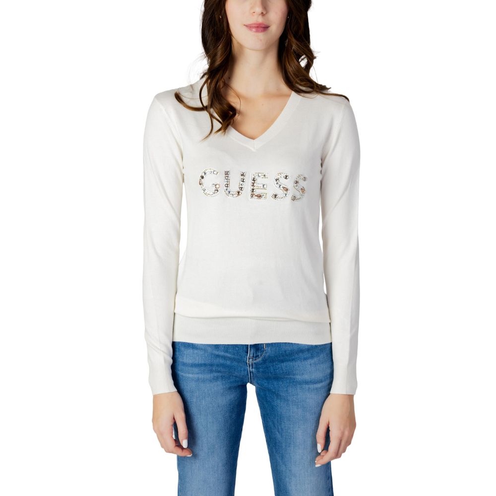 Guess White Viscose Tops & Women's T-Shirt