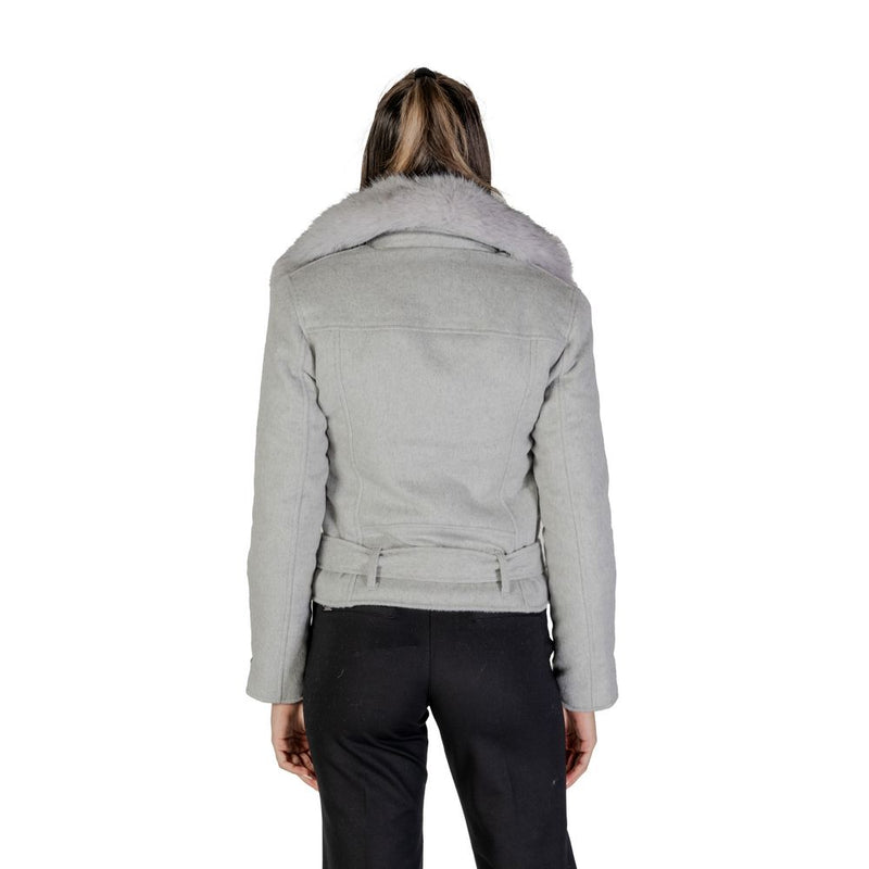 Guess Gray Polyester Jackets & Women's Coat