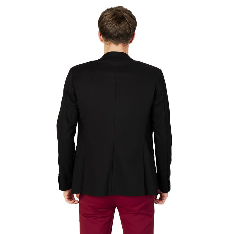 Gianni Lupo Black Cotton Men's Blazer