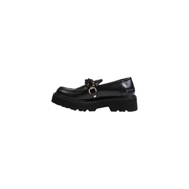 Cult Black Leather Flat Women's Shoe