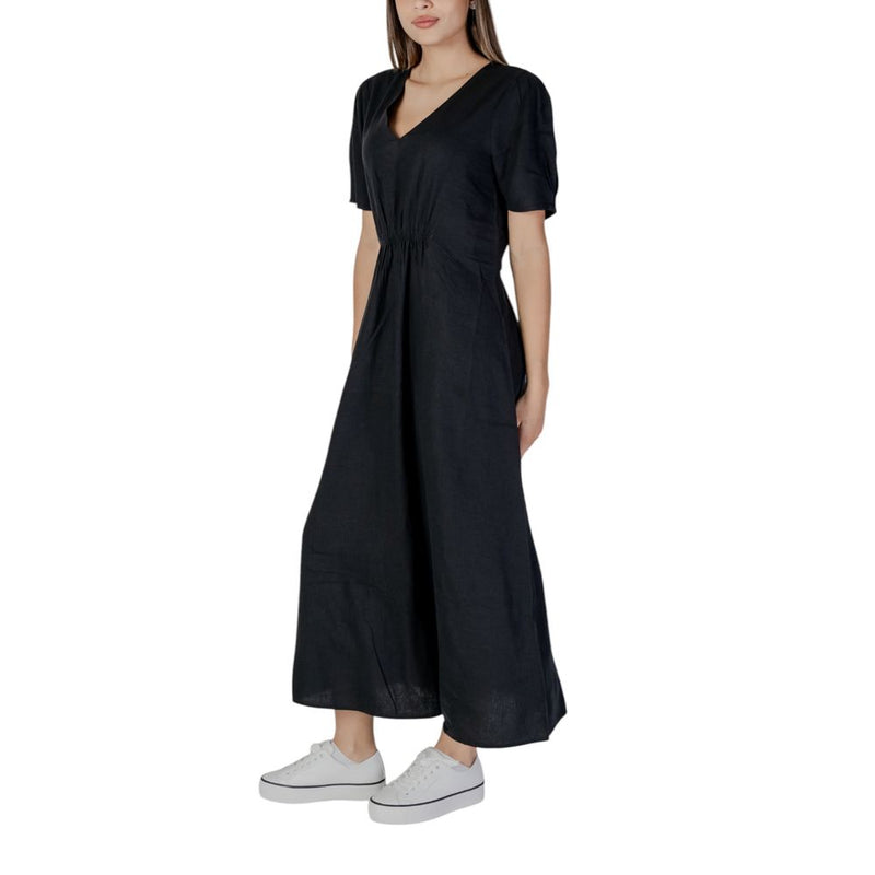 B.Young Black Linen Women's Dress