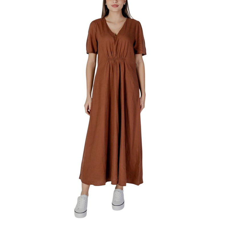 B.Young Brown Linen Women's Dress