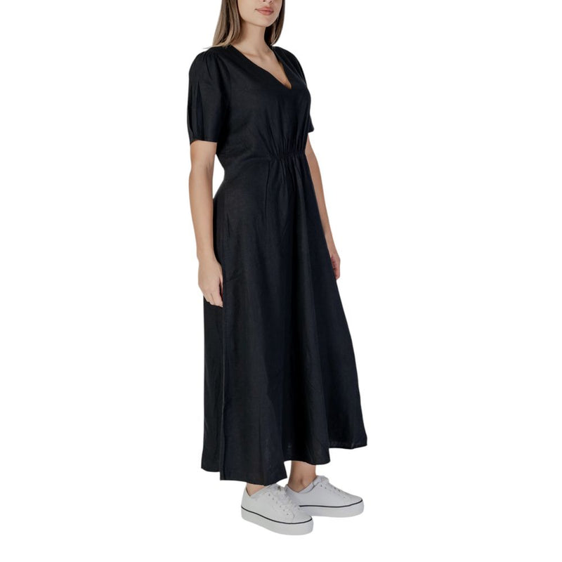 B.Young Black Linen Women's Dress