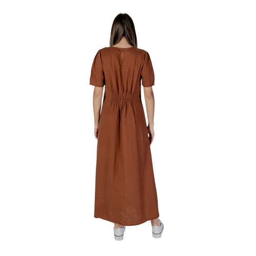 B.Young Brown Linen Women's Dress