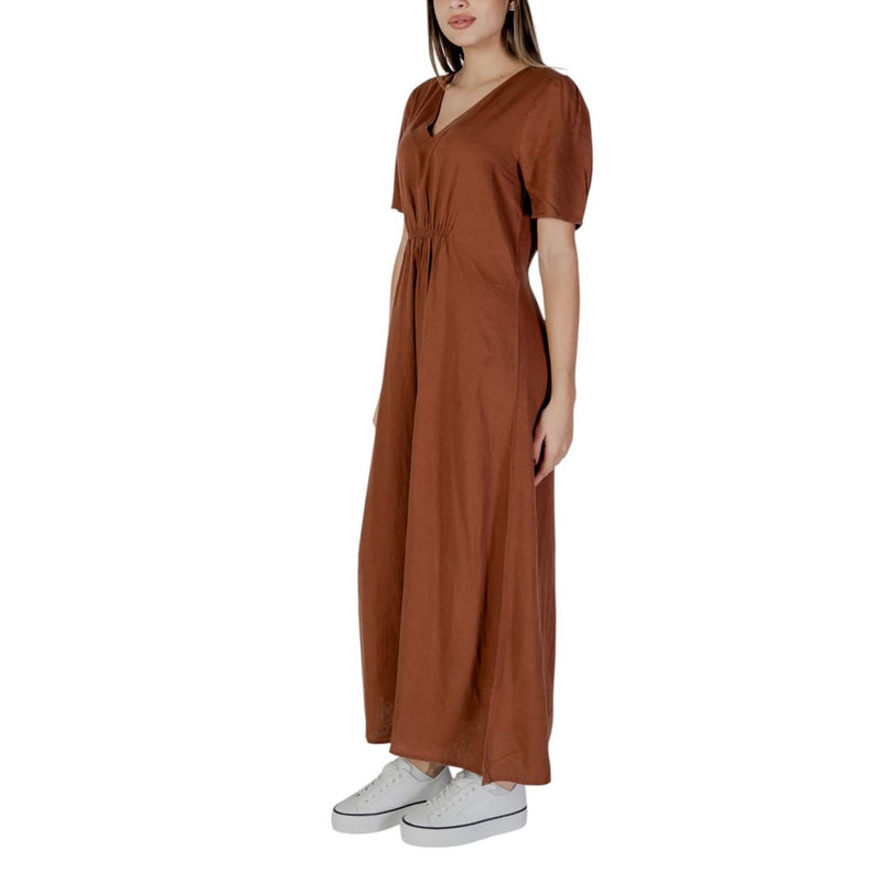 B.Young Brown Linen Women's Dress