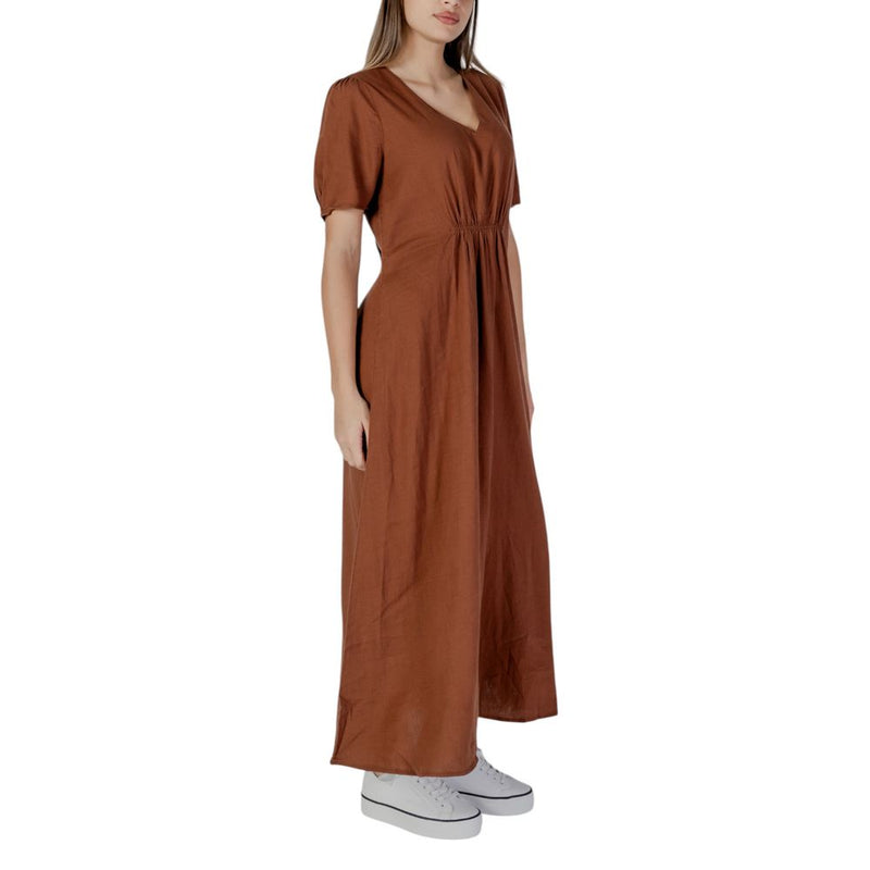 B.Young Brown Linen Women's Dress