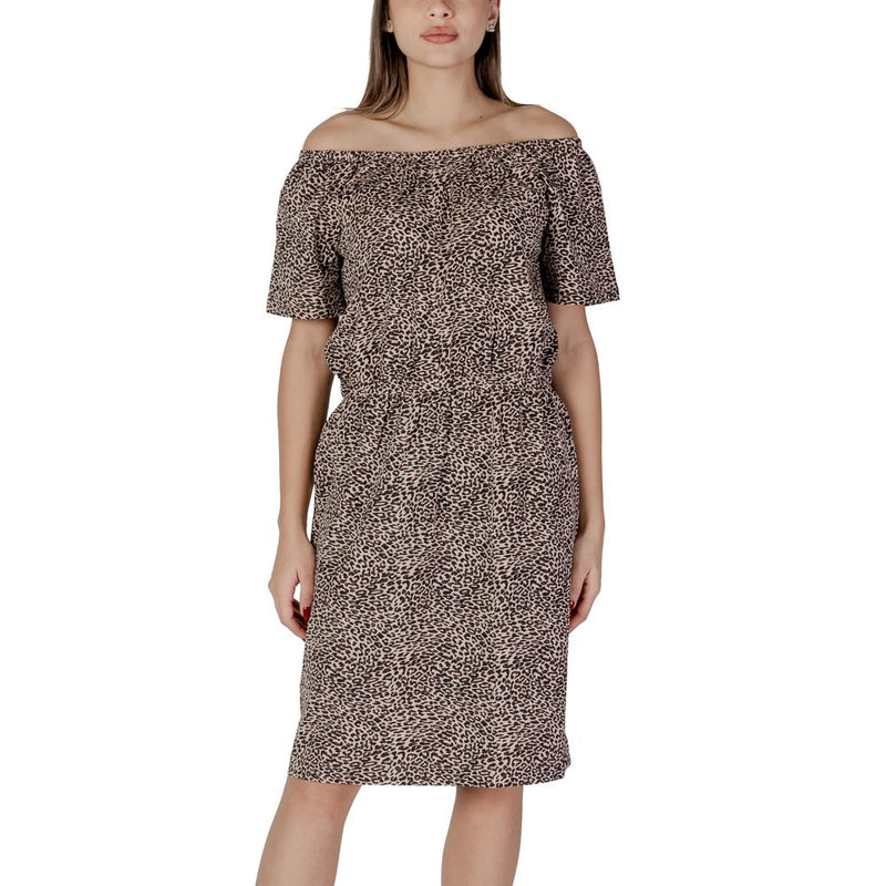 B.Young Beige Cotton Women's Dress