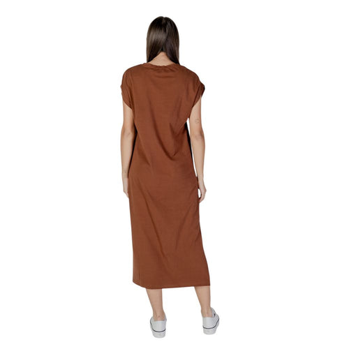 B.Young Brown Cotton Women's Dress