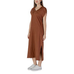 B.Young Brown Cotton Women's Dress