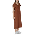 B.Young Brown Cotton Women's Dress