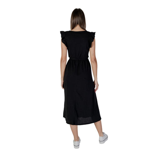 B.Young Black Cotton Women's Dress