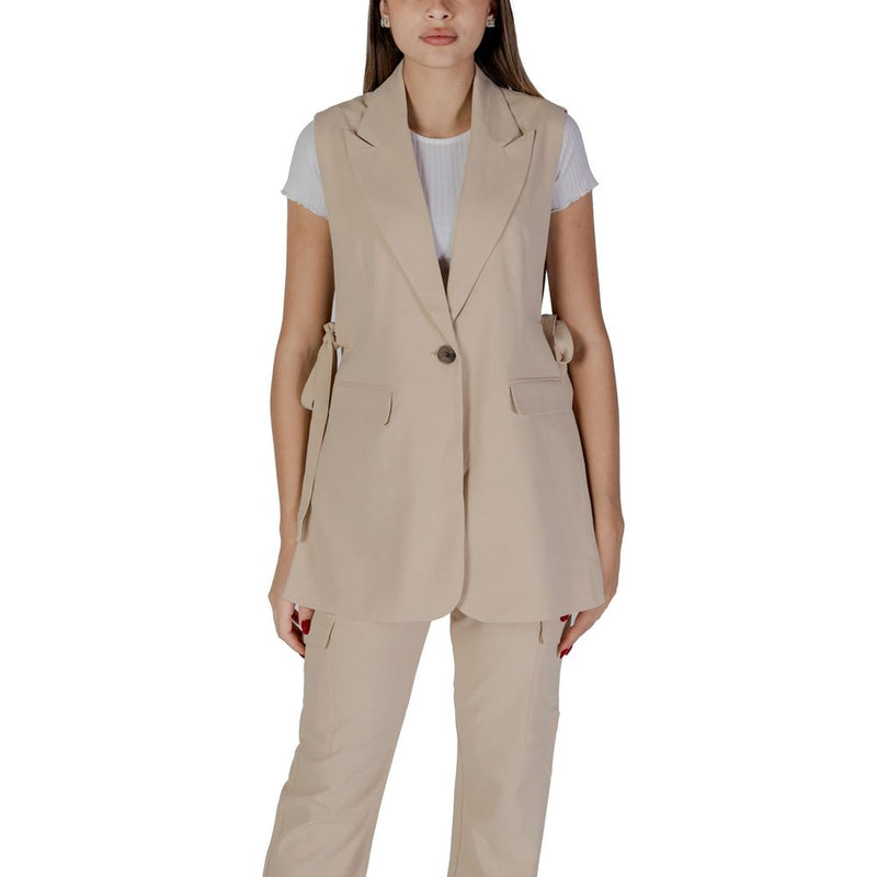 B.Young Beige Polyester Women's Vest