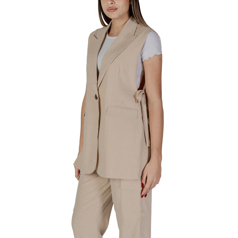 B.Young Beige Polyester Women's Vest