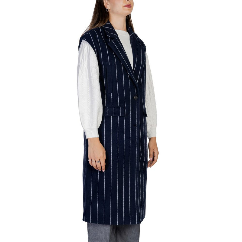 ICHI Blue Polyester Jackets & Women's Coat