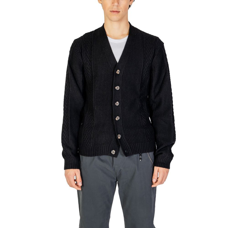 Hamaki-Ho Black Polyester Men's Cardigan