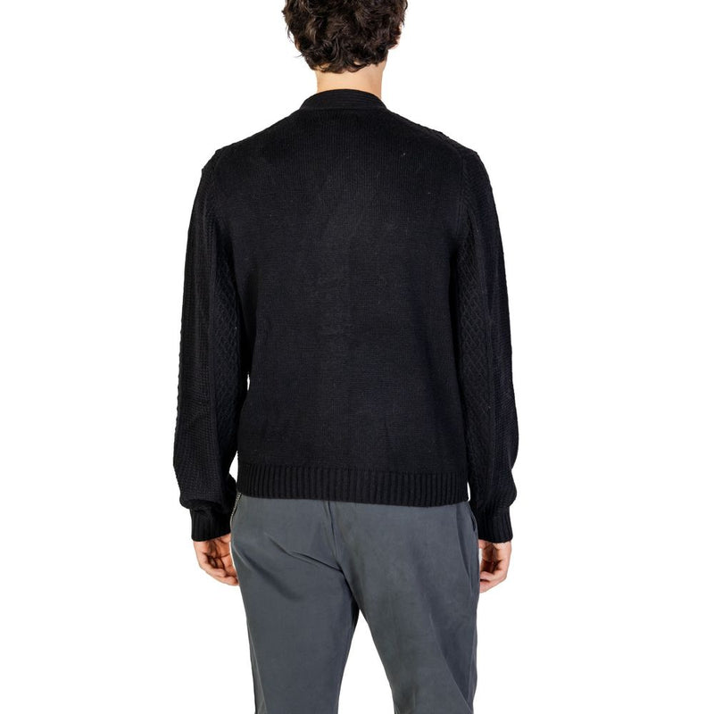 Hamaki-Ho Black Polyester Men's Cardigan