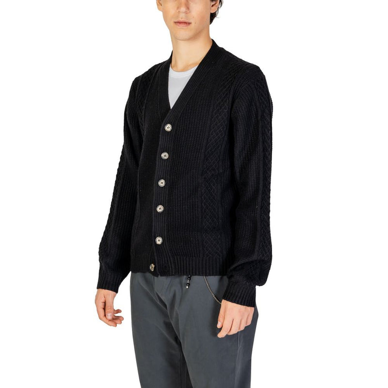 Hamaki-Ho Black Polyester Men's Cardigan