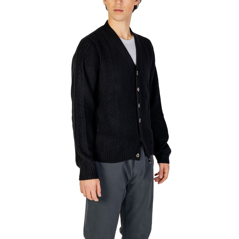 Hamaki-Ho Black Polyester Men's Cardigan