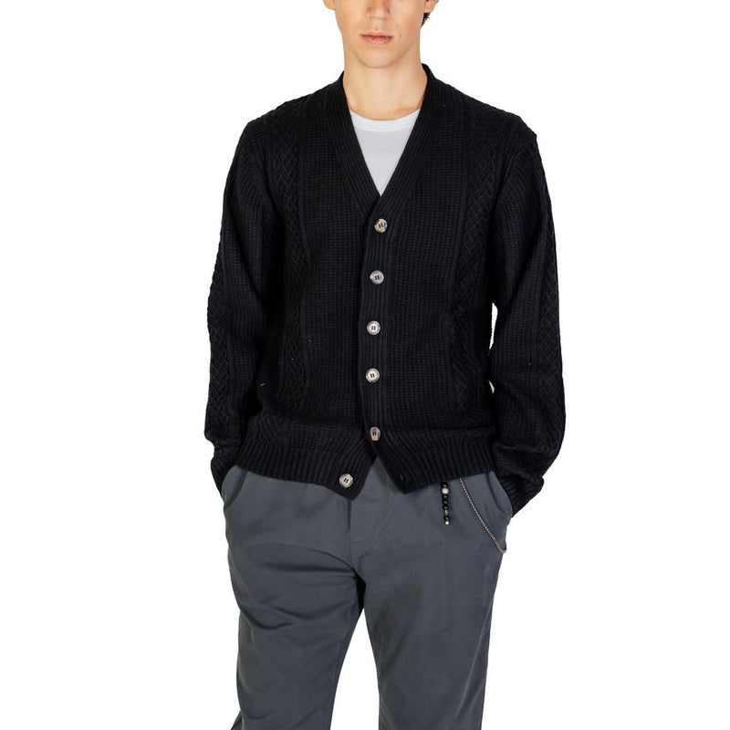 Hamaki-Ho Black Polyester Men's Cardigan