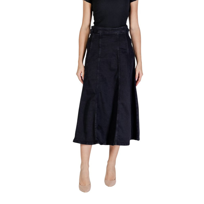 ICHI Black Cotton Women's Skirt