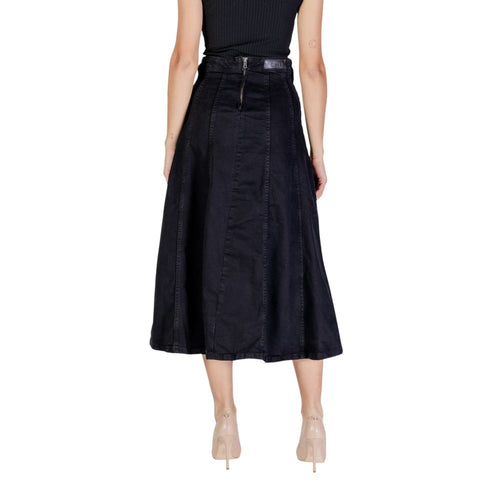 ICHI Black Cotton Women's Skirt