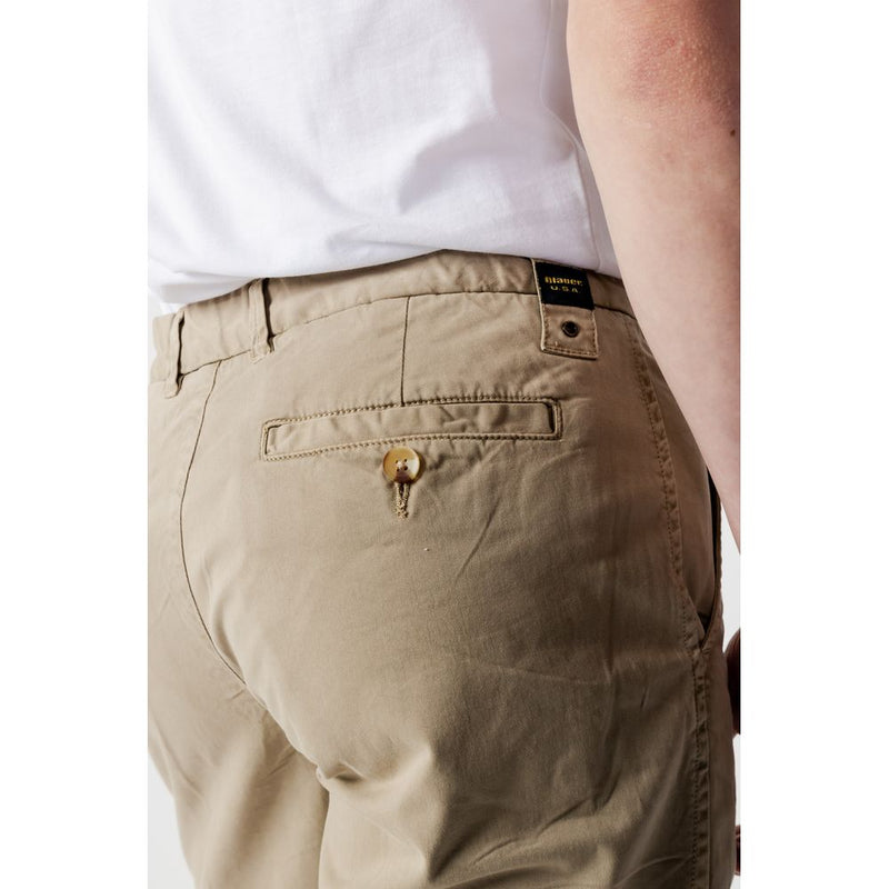 Blauer Beige Cotton Men's Short