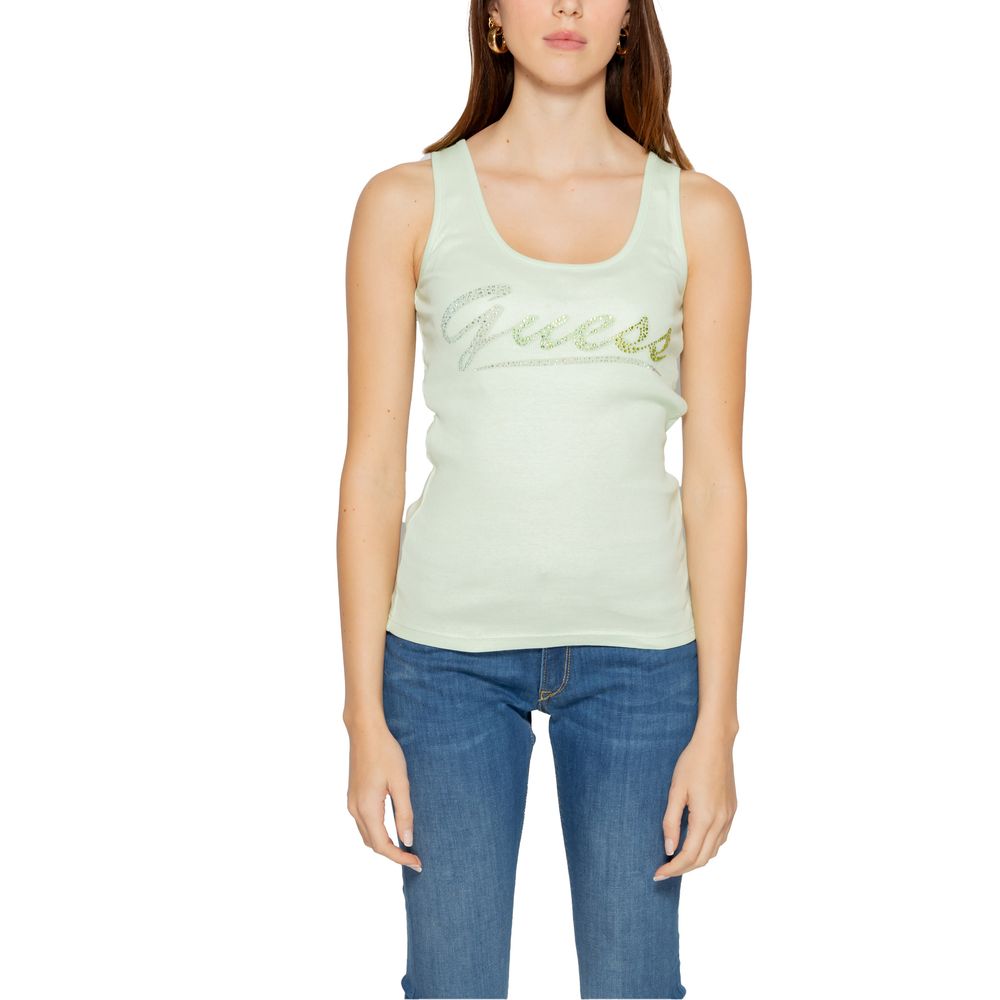 Guess Turquoise Cotton Tops & Women's T-Shirt