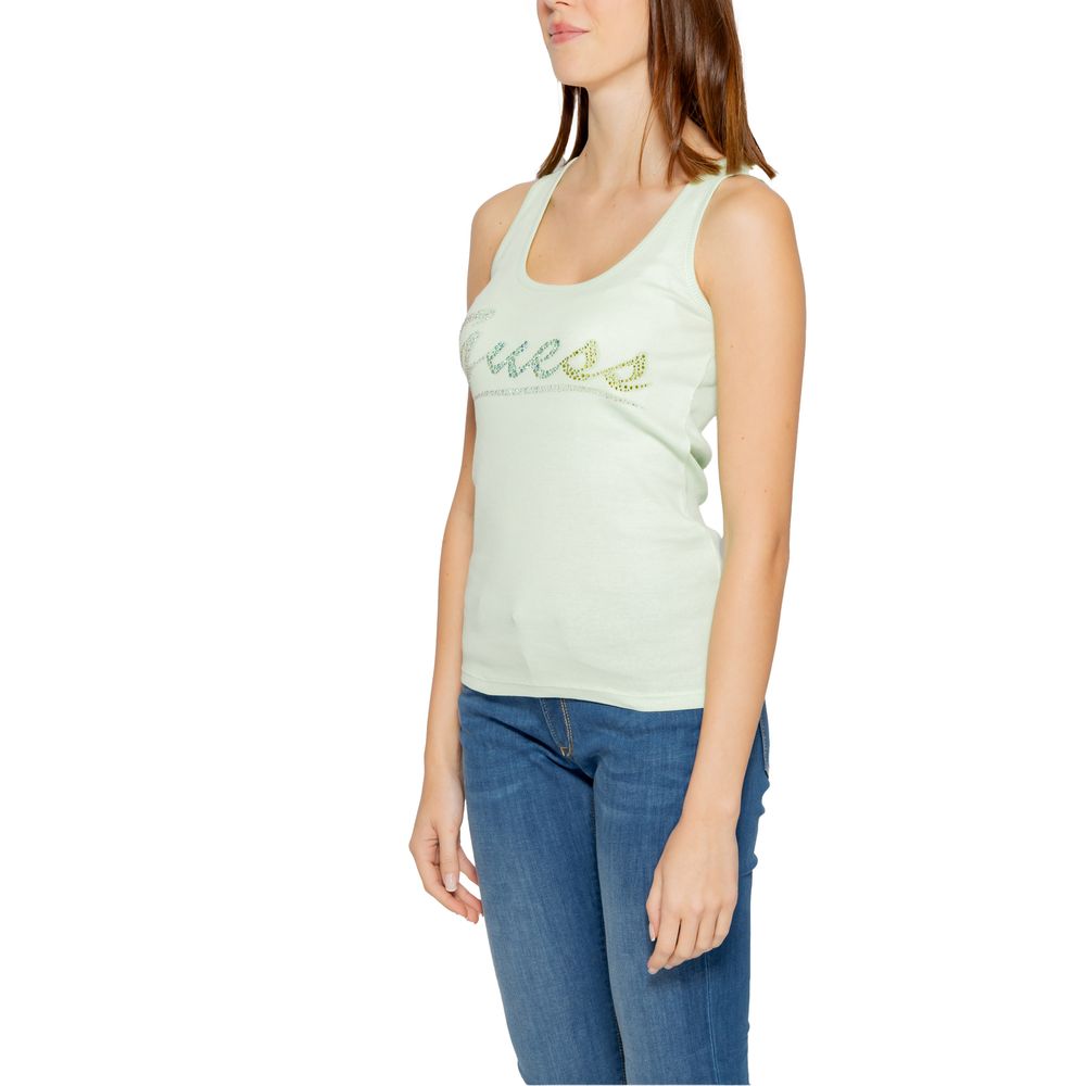 Guess Turquoise Cotton Tops & Women's T-Shirt